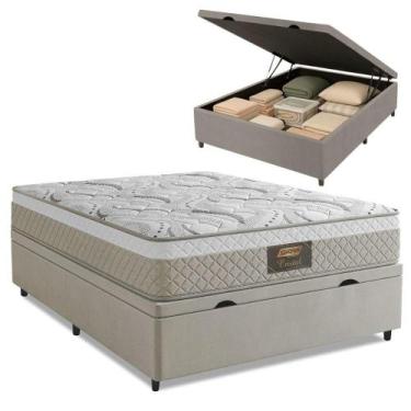 Imagem de Cama Box Baú Casal Cristal Molas Ensacadas 138x188x64cm Bege - GAZIN C