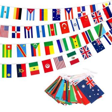 Imagem de Bandeira Bandeirola SYOTLYA com 100 países, 25 m, decoração para área 