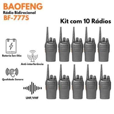 Imagem de Kit 10 Rádio BF-777S Baofeng  Rádio Portátil com Alcance Estendido e V