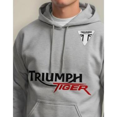 Imagem de Blusa De Moletom Casaco De Frio Triumph Tiger Combolso Capuz, Cinza, M
