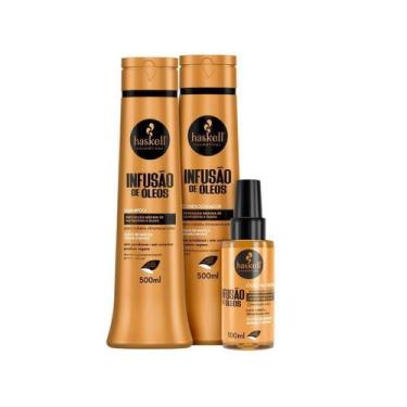 Imagem de Kit Haskell Infusão de Óleos Shamp, Cond 500ml e Serum 100ml