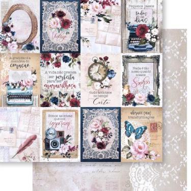 Imagem de Kit 5 Papel Scrapbook Dupla Face Elementos Vintage Ii Sd-1255 30,5x30,