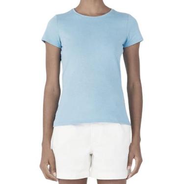 Imagem de Camiseta Feminina Baby Look Básica M Ao Xgg Malwee, M, Azul claro