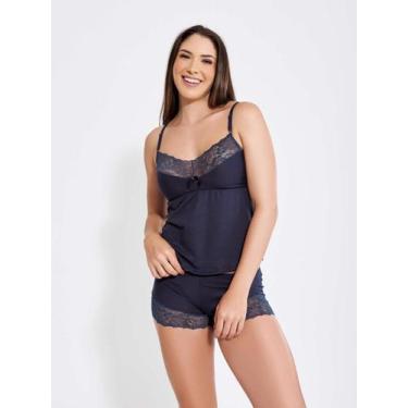 Imagem de Baby doll sexy suede aveludado com renda sem bojo pijama feminino - AL