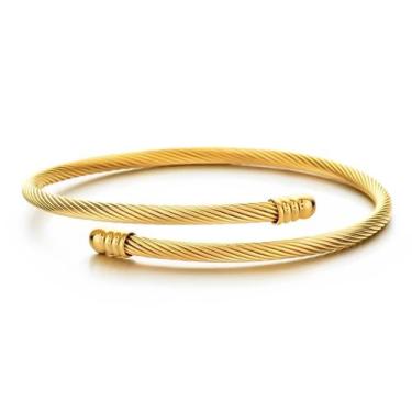 Imagem de Pulseira feminina bracelete dourado aço inoxidável ajustável - VRACESS