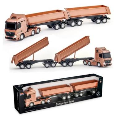 Imagem de Caminhão Mercedes Benz Actros Rodotrem Basculante Miniatura Brinquedo 