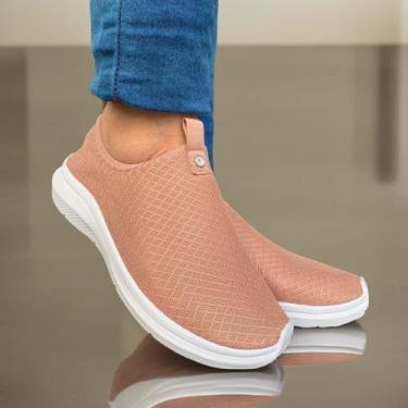Imagem de Tênis Meia Feminino Calce Fácil Sem Cadarço Leve Macio Com Strass - Sa