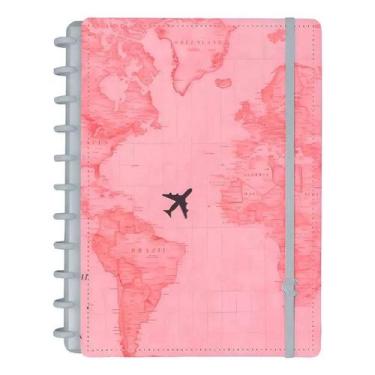 Imagem de Caderno Inteligente Grande By Gocase Mapa Mundi Rosa 80 Folhas CIGD410