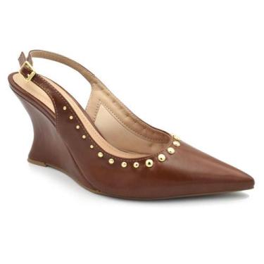 Imagem de Scarpin Slingback Anabela Feminino Suzzara 22500-06, Marrom, 36