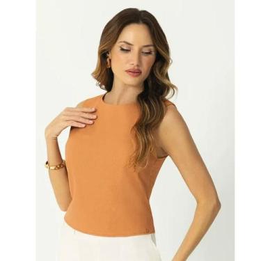 Imagem de Camiseta Regata Cativa Feminina com Cava Diferenciada - GRIS, Laranja,