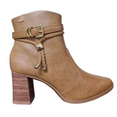 Imagem de Bota Feminina DAKOTA Ankle Boot Cano Baixo Salto Bloco DA781, Camelo, 