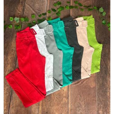 Imagem de Calça Bengaline Feminina Bolso e Cinto Parte da Frente Plus - Organiky