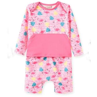 Imagem de Macacão Bebê Menina Rosa Praia/Piscina Proteção UV 50+ Pingo Lelê, GG