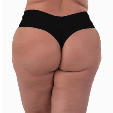 Imagem de Calcinha Plus Size Fio Dental Duplo em Algodão - Vislumbre, Preto, 58