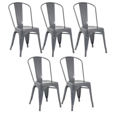 Imagem de Kit 5 Cadeiras Laráz Iron Tolix Industrial Cinza escuro - Laraz