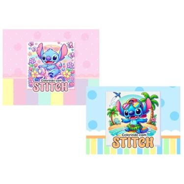 Imagem de Livro De Colorir Stitch Estilo Bobbie Goods Rosa/azul Capa Dura Folha 