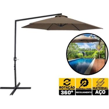 Imagem de Ombrelone Suspenso Bel Veneza 3 Metros Marrom Para Deck, Jardim e Pisc