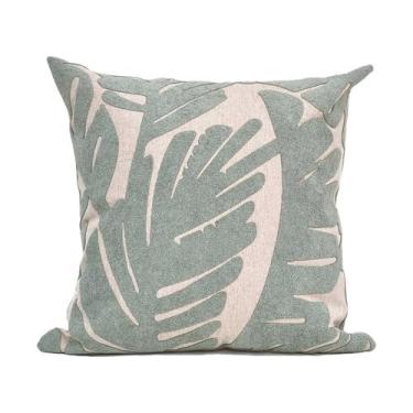 Imagem de Capa 50x50 Linho com Aplique Palm Leaves Boucle Verde Água - LA FAVORI