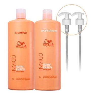 Imagem de Wella Kit Shampoo e Cond. Nutri Enrich Invigo com Válvula Pump - Wella