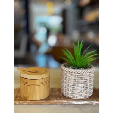 Imagem de Porta temperos bambu natural redondo - HOME&CO