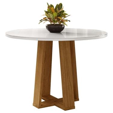 Imagem de Mesa De Jantar Redonda 4 Lugares 100cm Ella N02 Ypê/off White - Mpozenato