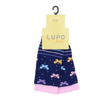 Imagem de Meia Bebê Feminina Lupo Borboleta Marinho - 2690