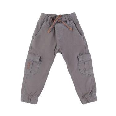 Imagem de Calça Jeans Infantil Masculino Dipopini Cargo Marrom Kaqui, 02, Marrom