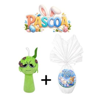Imagem de Kit Páscoa Pelúcia Sprunki 20cm + Ovo de Chocolate 250g Personagens Or