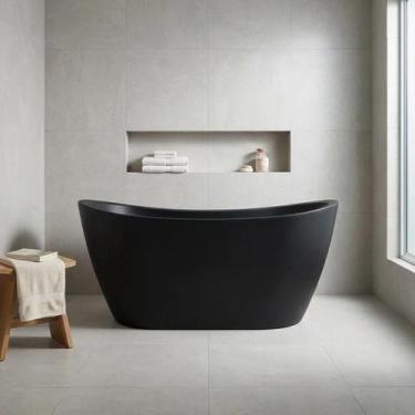 Imagem de Banheira de Imersão Oval Mavie Ouro Fino 150x75cm em Gel Coat Preto