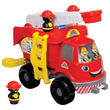 Imagem de Caminhão Bombeiros Grande Com Som 2 Boneco e Escada 62cm - MERCOTOYS