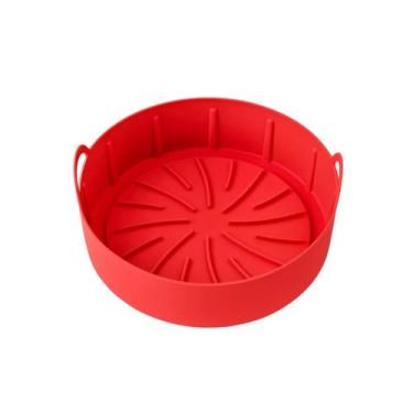 Imagem de Forma De Silicone Antiaderente Air Fryer 16cm redonda vermelha - Clink