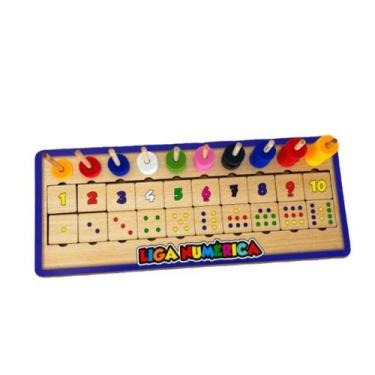 Imagem de Liga Numerica Peças em Madeira Jogo Pedagógico Brinquedo Educativo - M