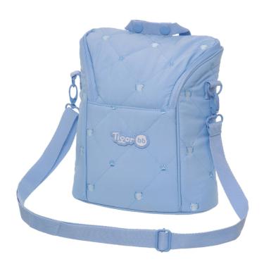 Imagem de Porta Mamadeira Térmico Bolsa Frasqueira Tigor Comfy Cor Azul Bebê Menino Matelassê Para 2 Mamadeiras