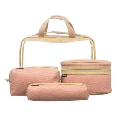 Imagem de Necessaire Feminina 4 Peças Bolsa Organizadora Viagem Cosméticos Maqui