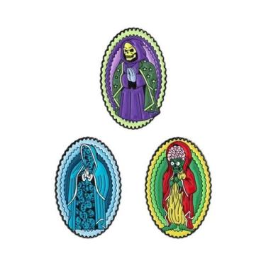 Imagem de Broche De Esmalte De Metal Com Esqueleto De Terror E Virgem Maria, Est