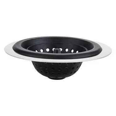 Imagem de Ralo para Pia em Silicone e Aço Inox Evita Entupimentos Mantém Pia Limpa Preto Euro Home