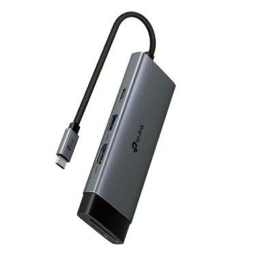 Imagem de Adaptador Conversor USB-C para HDMI 4K - 3P USB - Leitor de Cartão - T