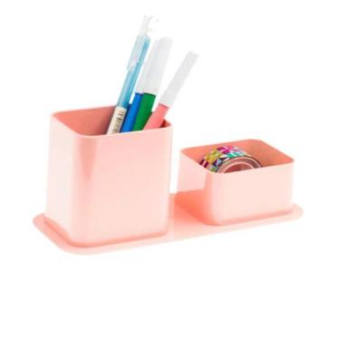 Imagem de Porta Canetas Dello 2x1 Rosa Pastel Organizador 3030