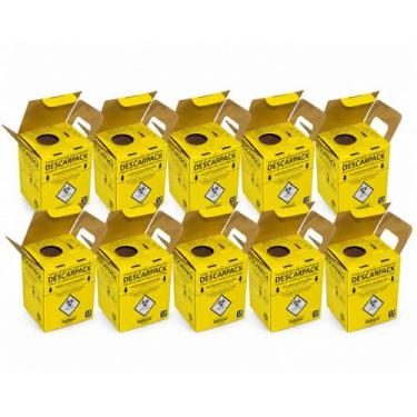 Imagem de Kit 10 Caixas Coletora Perfuro Cortante 1,5 L Descarpack