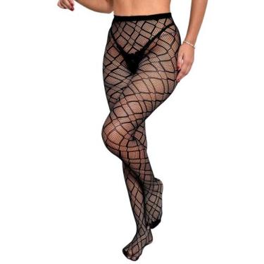 Imagem de Meia Calça Arrastão Bordada Sensual Fantasia Transparente Sexy - Zee R