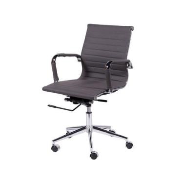 Imagem de Cadeira Boxbit Eames Office Esteirinha Baixa P.U. Cinza Base Rodízio C
