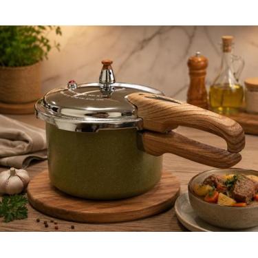 Imagem de Panela de Pressão Cerâmica para Indução Max Chef Wood 4,2L Verde Acinz
