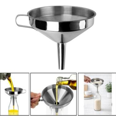 Imagem de Funil Cozinha Metal 15x13,5cm Multiuso Grande Alça Resistente - Oell
