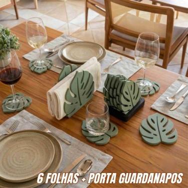 Imagem de Porta Copos 6 Folhas+Porta Guardanapo Mesa Posta Moderno 3D - Organize