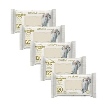 Imagem de Kit 5 Toalhas Umedecidas Marigold Premium Sensitive com 120 unidades