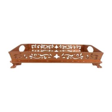 Imagem de Bandeja Decorativa Rosê Enfeite Decoração Sala de Estar Elegante Espel