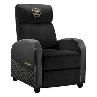 Imagem de Poltrona Gamer Cougar Ranger Elite Preto e Dourado Veludo até 135Kg CGR-RAE-GLB