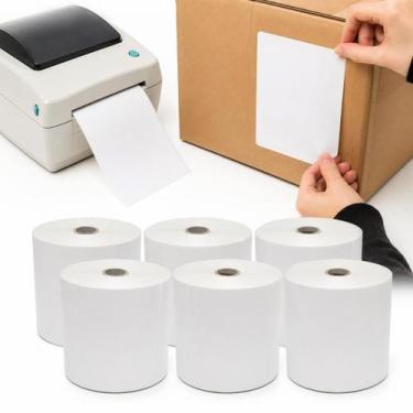 Imagem de 6 Rolos Etiqueta Térmica Adesiva 100x150 Serrilhada Sem Ribbon Para En