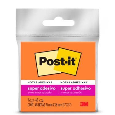 Imagem de Post-it, 3M, Bloco de Notas Adesivas, Laranja, 76mm x 76mm, 45 folhas