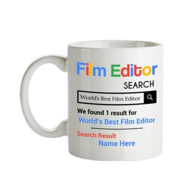 Imagem de SpreadPassion Caneca personalizada do editor de filmes - Presentes personalizados para editor de filmes - Presente de aniversário do editor de filmes - Personalizado com o nome do seu editor de filmes - Caneca de café de 325 ml